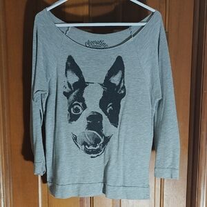 Gray Boston Terrier Graphic Dog Screen Print Sweatshirt